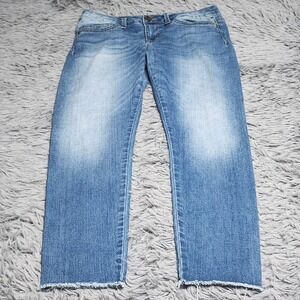 Wit & Wisdom Jeans Womens Size 4 Skinny Straight Leg Cropped Blue Frayed Hem